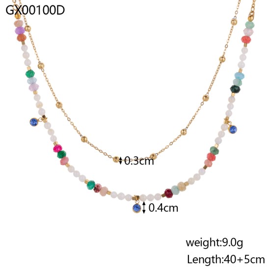 Colorful natural stone pendant necklace