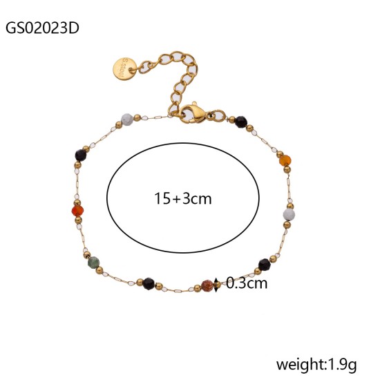 Natural stone bead chain stainless steel bracelet