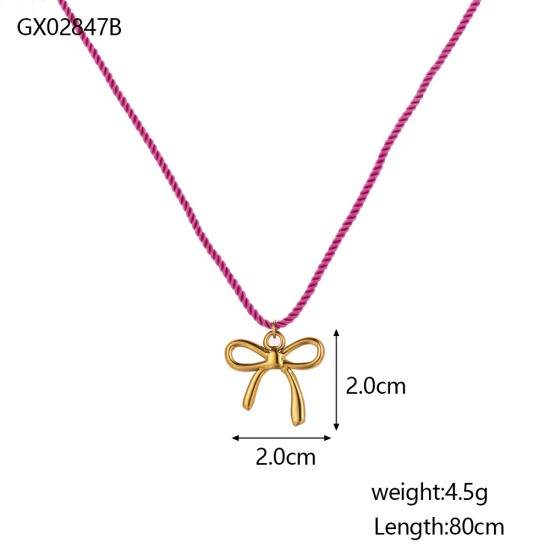 Love bow stainless steel necklace