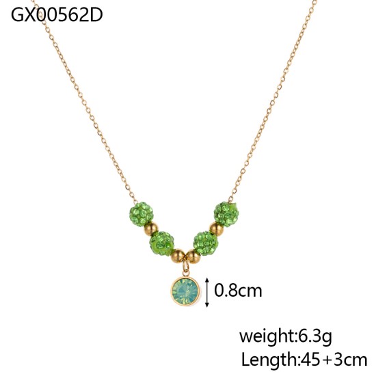 Handmade bead natural stone stainless steel necklace