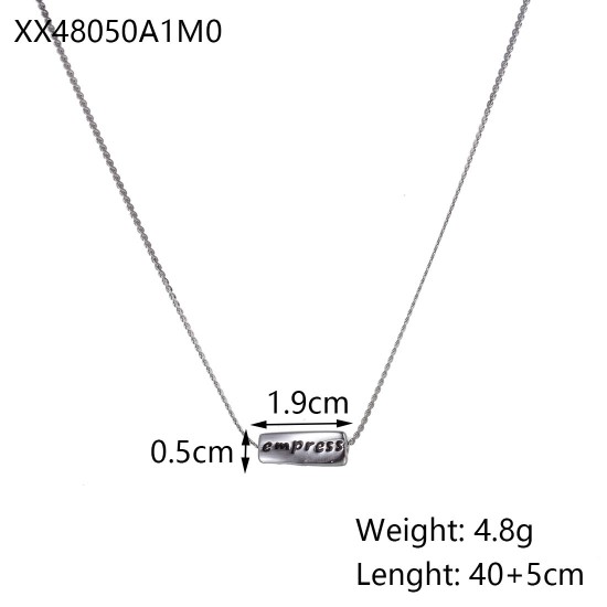 Round zircon colored diamond stainless steel necklace