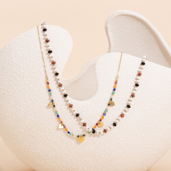 Beaded stainless steel necklace