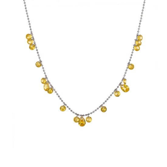 Round zircon colored diamond stainless steel necklace
