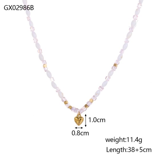 Natural stone stainless steel necklace