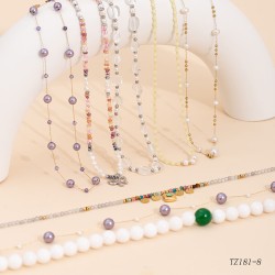 Natural stone pearl stainless steel necklace