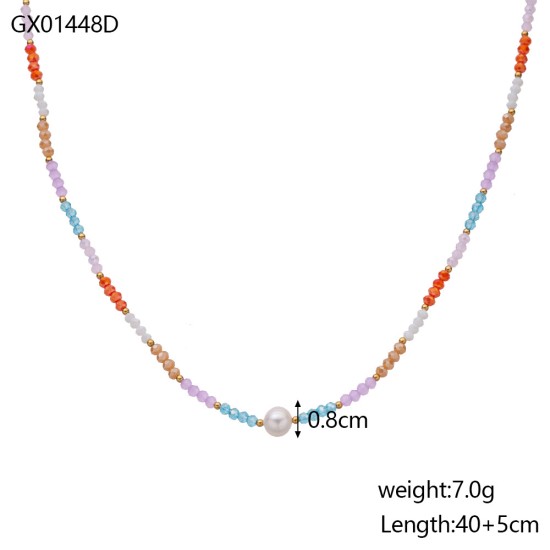 Colorful natural stone layered necklace