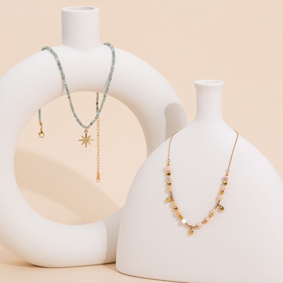 Colorful natural stone pearl necklace