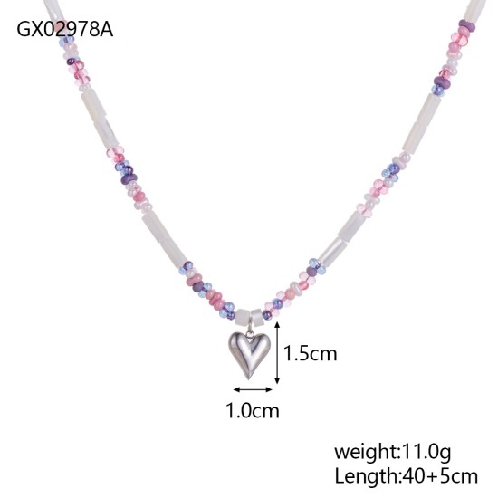 Natural stone pearl stainless steel necklace