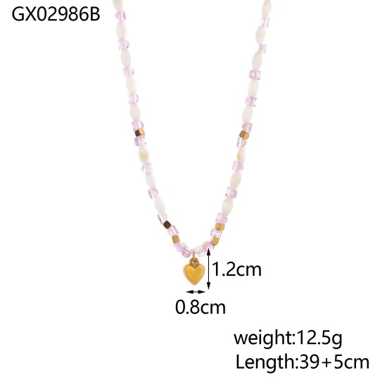 Colorful zircon stainless steel necklace
