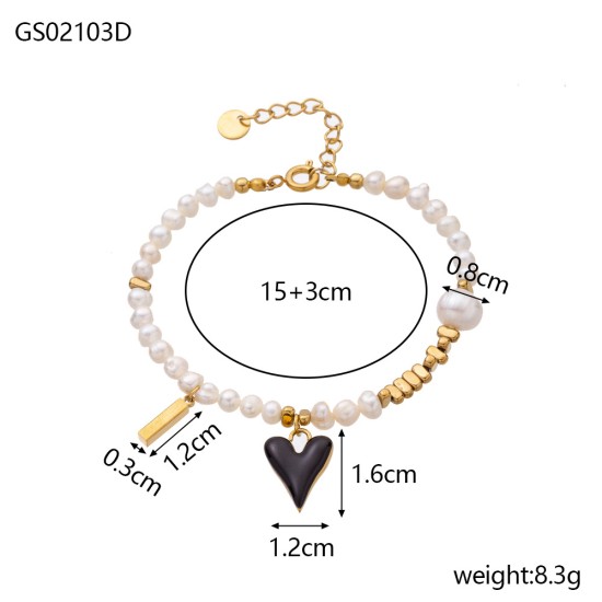 Pearl pendant heart-shaped stainless steel necklace