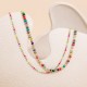 Multi colored rice bead bead bead stainless steel necklace