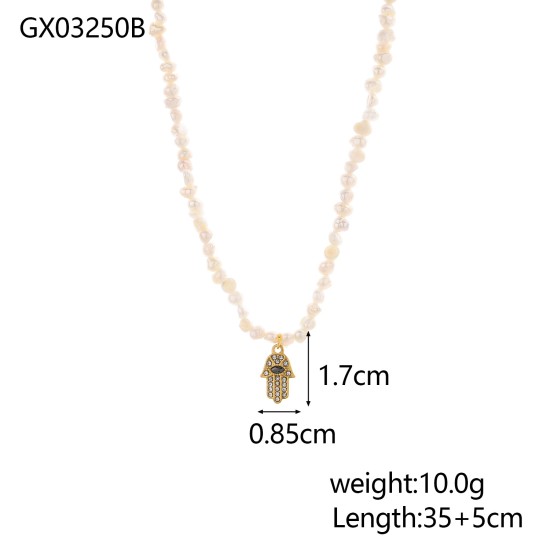 Pearl Natural Stone Stainless Steel Necklace