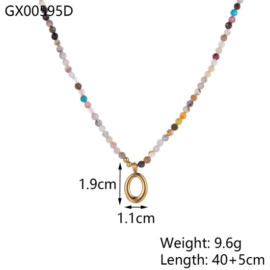 Natural stone pendant stainless steel necklace