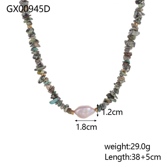 Turquoise bead stainless steel necklace