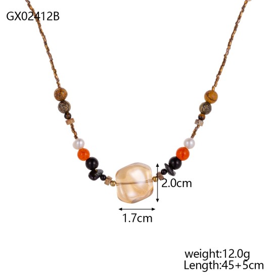 Beaded stainless steel necklace