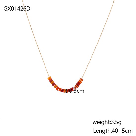 Natural stone stainless steel necklace