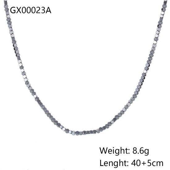 Round zircon colored diamond stainless steel necklace
