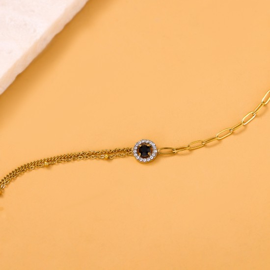 Zircon pendant stainless steel necklace