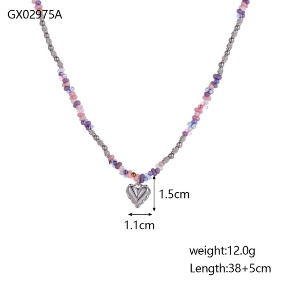  Natural stone handmade stainless steel necklace