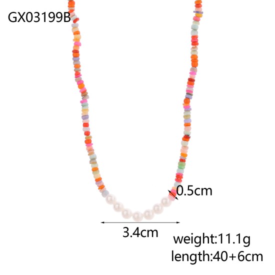 Colorful natural stone stainless steel necklace