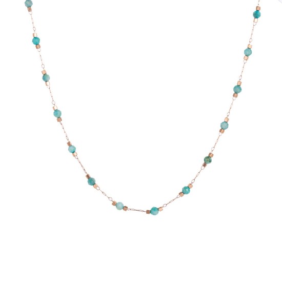 Natural stone pendant stainless steel necklace