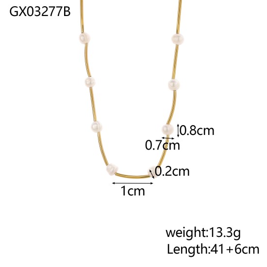 Golden pearl stainless steel necklace
