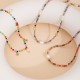 Multi colored rice bead bead bead stainless steel necklace