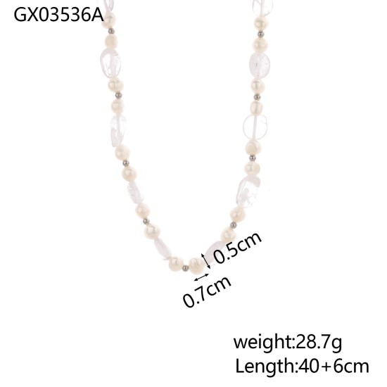 Golden pearl stainless steel necklace
