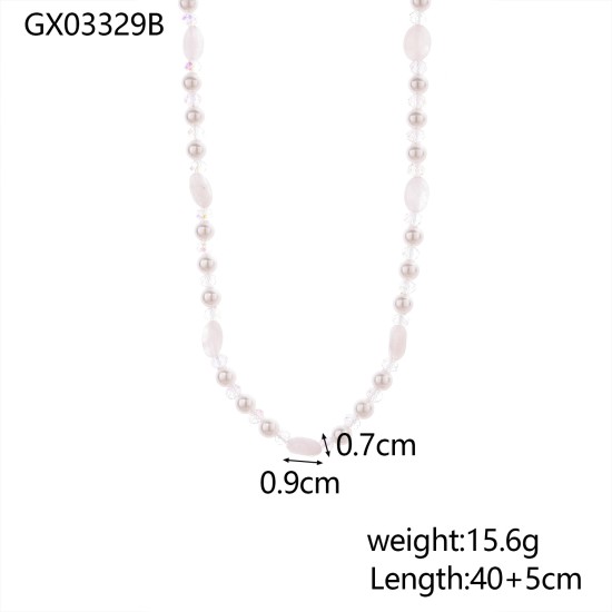 Golden pearl stainless steel necklace