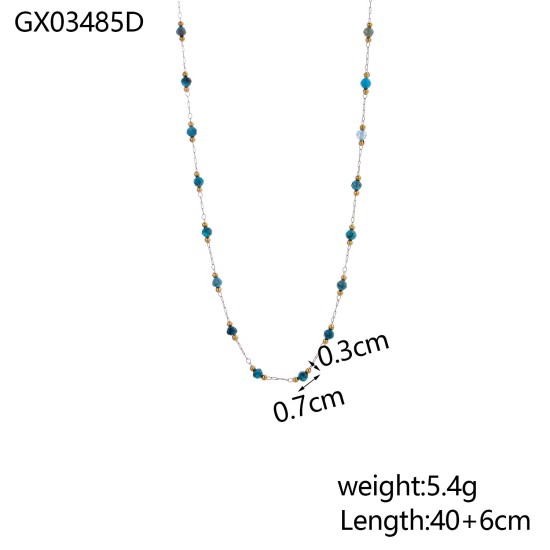 Natural stone bead chain stainless steel necklace