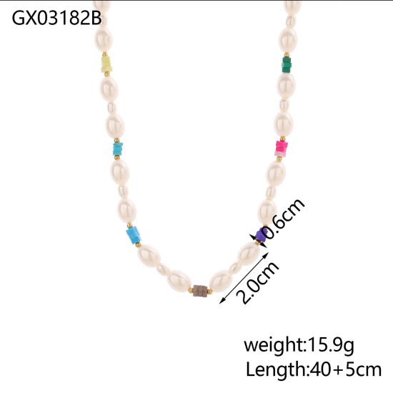Colorful zircon stainless steel necklace