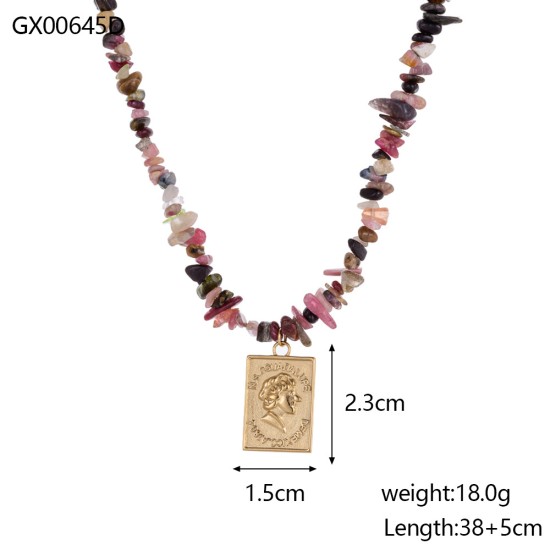 Colorful natural stone pendant necklace