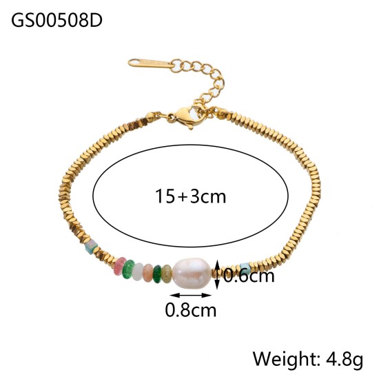 Beaded natural stone pearl bracelet