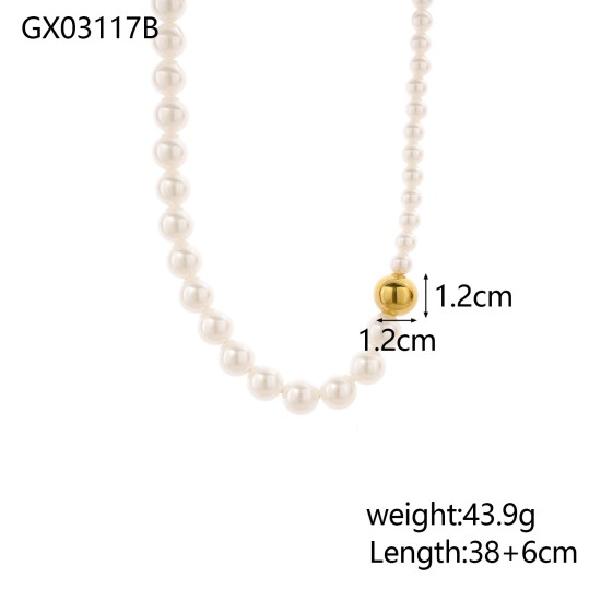 Golden pearl stainless steel necklace