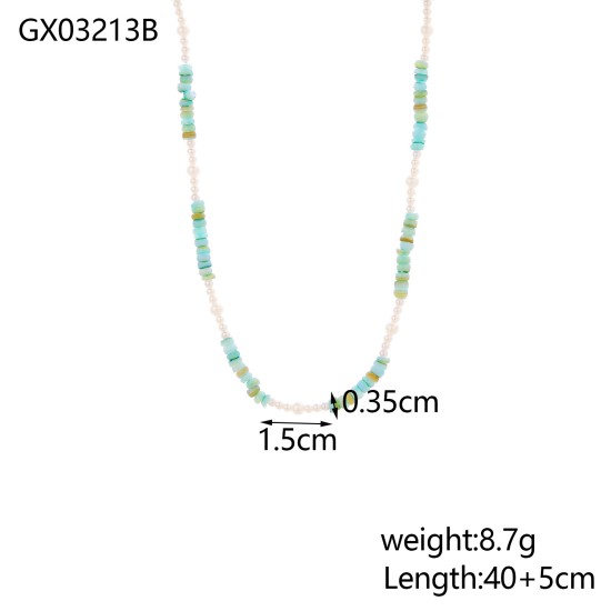 Colorful zircon stainless steel necklace