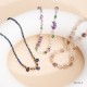 Natural stone bead stainless steel necklace