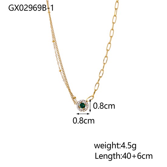 Zircon pendant stainless steel necklace
