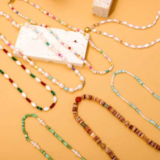 Colorful zircon stainless steel necklace