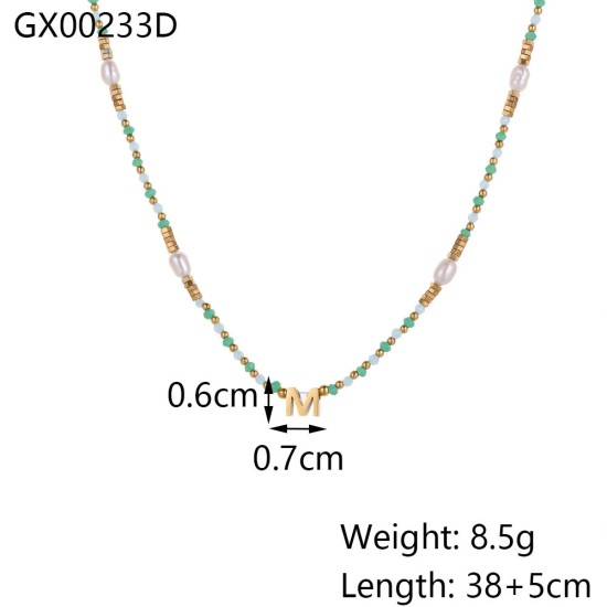 Colorful natural stone pearl necklace