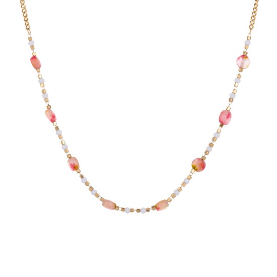 Natural stone stainless steel necklace