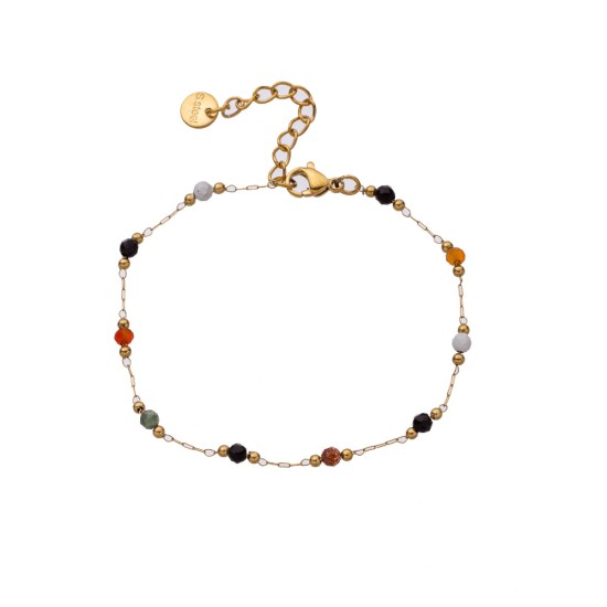 Natural stone bead chain stainless steel bracelet