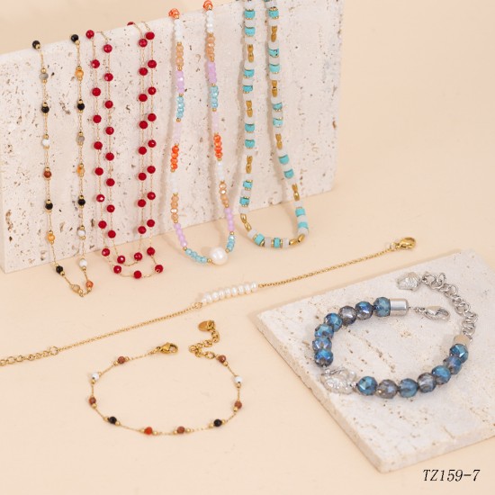 Colorful natural stone layered necklace