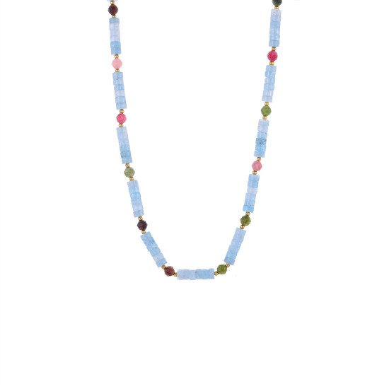 Beaded Stacked Sunflower Stainless Steel Necklace