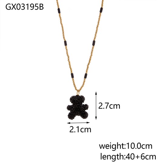 Crystal Natural Stone Stainless Steel Necklace