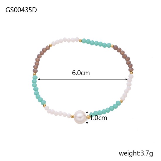 Colored natural stone stainless steel bracelet