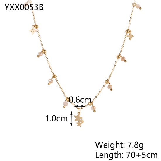 Natural stone pendant stainless steel necklace