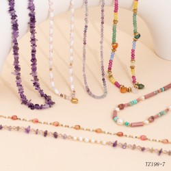 Natural stone stainless steel necklace