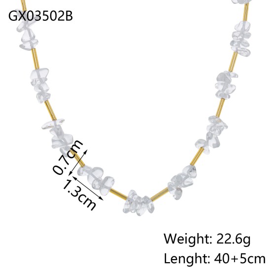 Natural stone bead stainless steel necklace