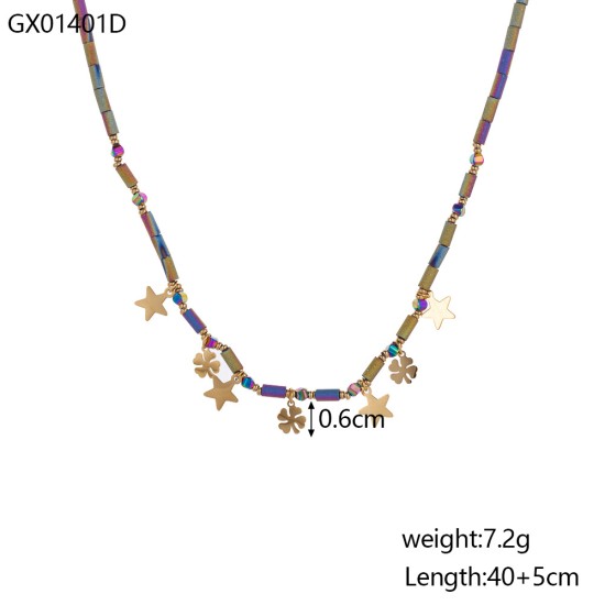 Natural stone stainless steel necklace