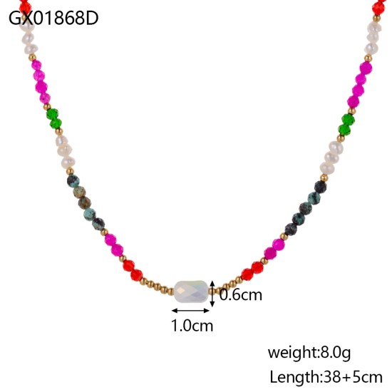 Colorful natural stone pendant necklace